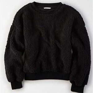 NWOT Wild Fable Black Sherpa Pullover Sweatshirt Size L